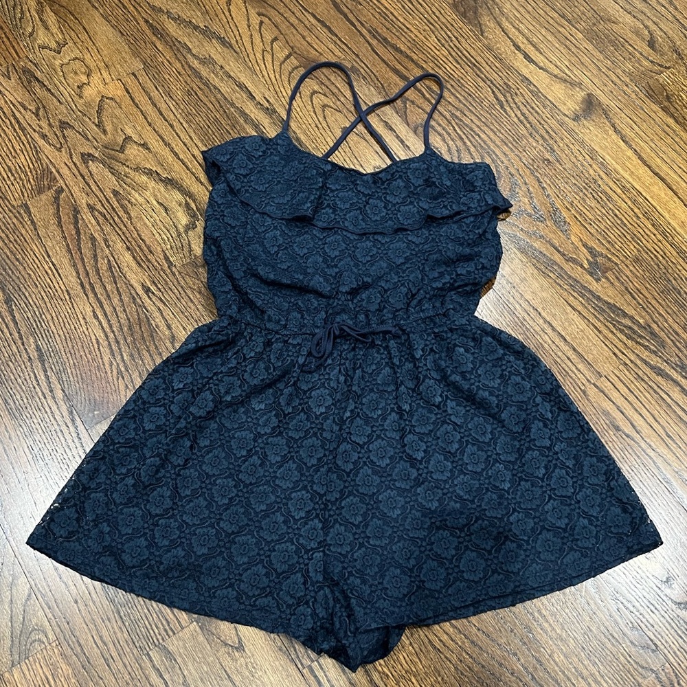 Like New Abercrombie Kids Girls Lace Romper Size XL Navy